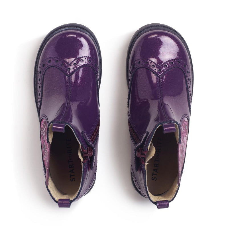 Start Rite Chelsea Blackcurrant Glitter Floral Patent