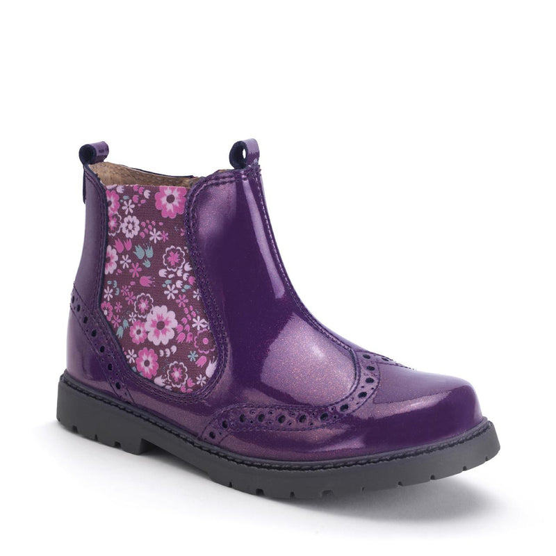 Start Rite Chelsea Blackcurrant Glitter Floral Patent