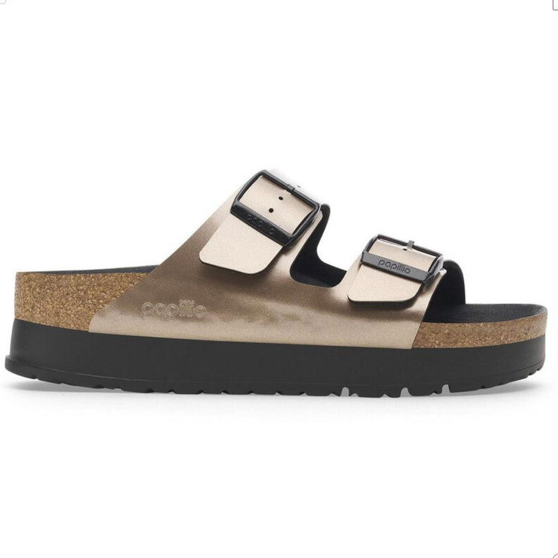 Birkenstock Papillio Arizona Pap Flex Platform Electric Metallic Taupe