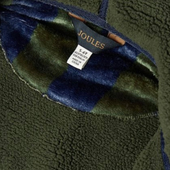 Joules Montague green & blue stripe fleece dressing gown - AW24/25