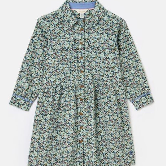 Joules Elodie cord ditsy blue dress - AW24/25