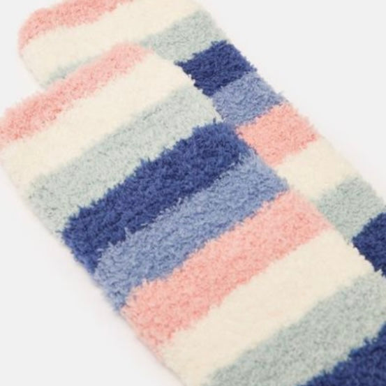 Joules fluffy pink stripe socks - AW24/25