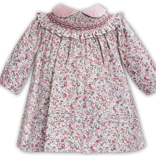 Sarah Louise ivory/ Rose 013435 smocked dress AW24/25