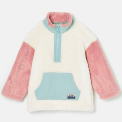 Joules Always Cosy cream colourblock quarter zip Borg fleece - AW24/25