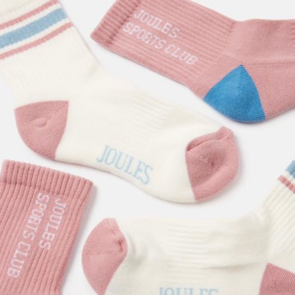 Joules volley pink pack of two tennis socks - SS24