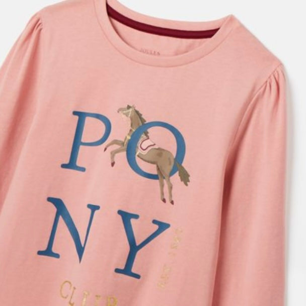 Joules Bessie long sleeved pony top pink - AW24/25