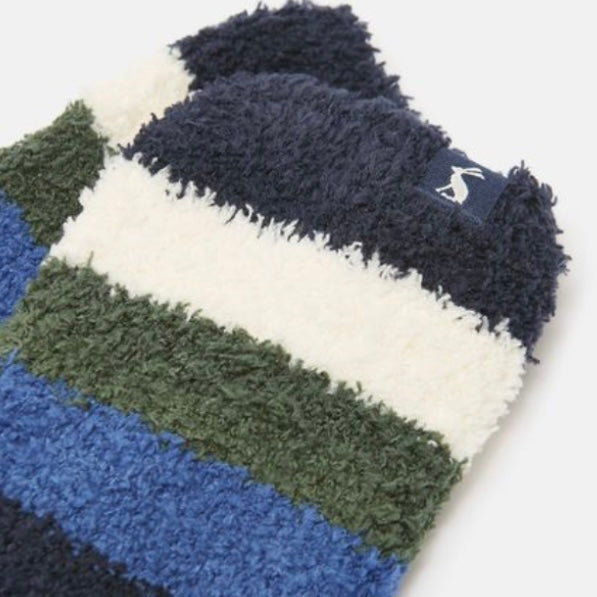 Joules fluffy blue stripe socks - AW24/25