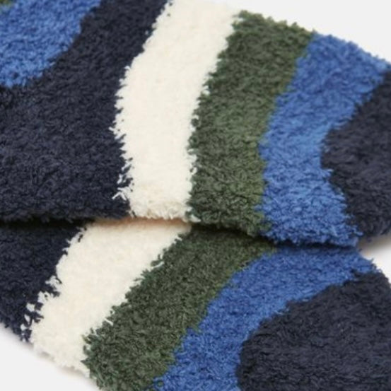 Joules fluffy blue stripe socks - AW24/25