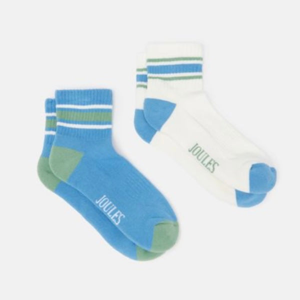 Joules volley blue/ white tennis socks two pack - SS24