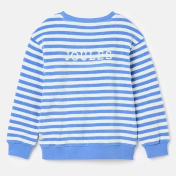 Joules Ahoy There Blue/ White Crew neck towelling sweatshirt - SS24