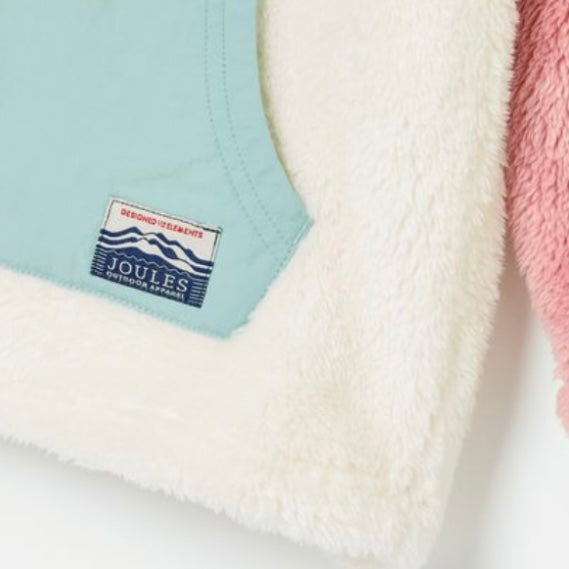 Joules Always Cosy cream colourblock quarter zip Borg fleece - AW24/25