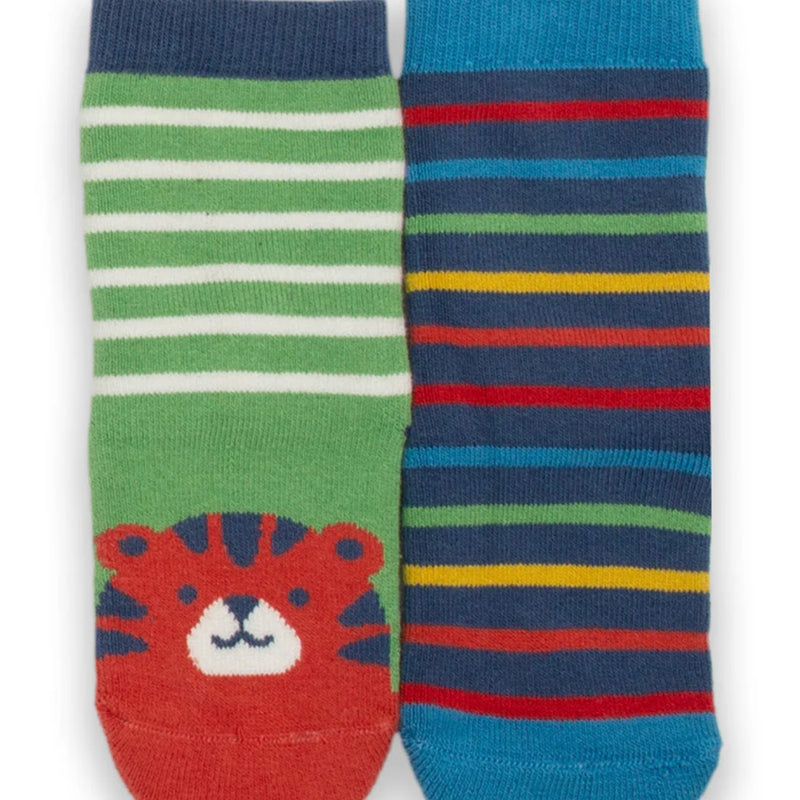 Kite Tiger Face Grippy Socks Fern - AW24/25