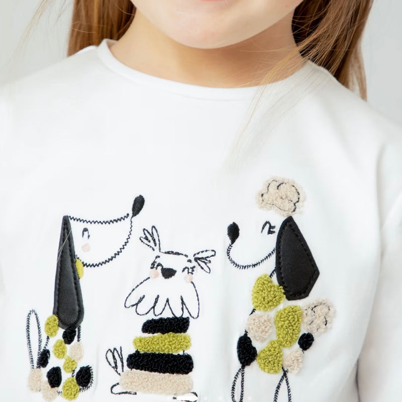 Mayoral 4070 embroidered puppy top - AW24/25