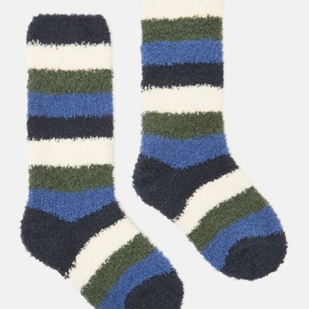 Joules fluffy blue stripe socks - AW24/25