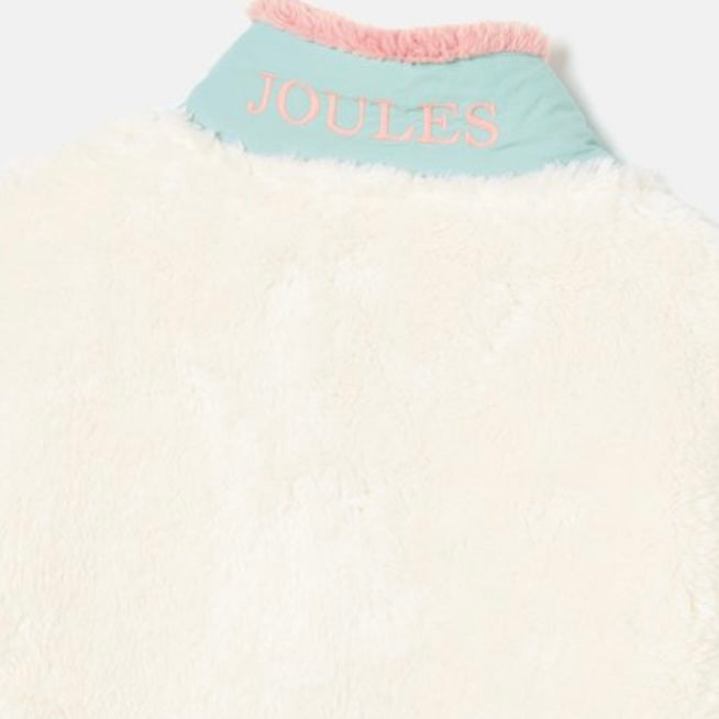 Joules Always Cosy cream colourblock quarter zip Borg fleece - AW24/25