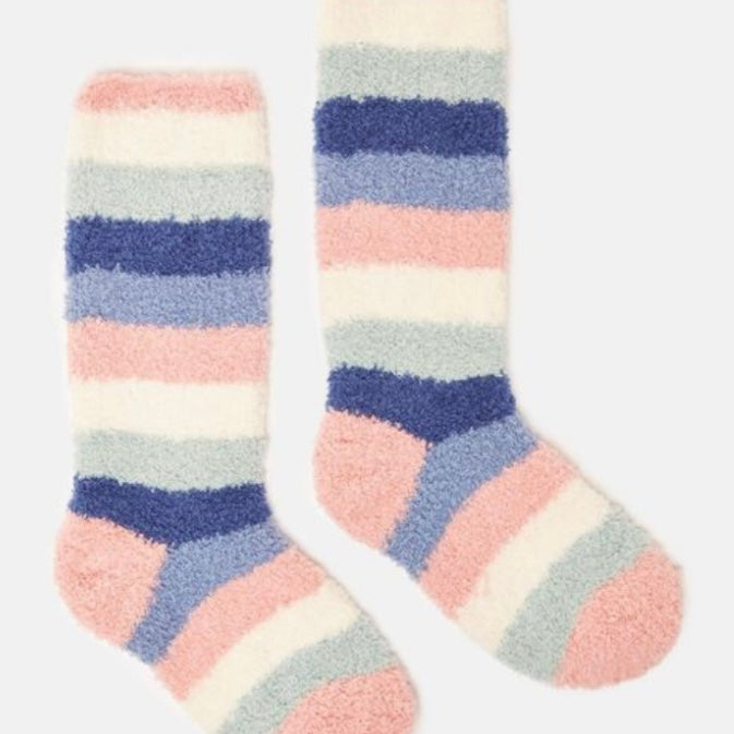 Joules fluffy pink stripe socks - AW24/25