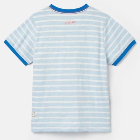 Joules Archie short sleeved blue artwork T shirt - SS24