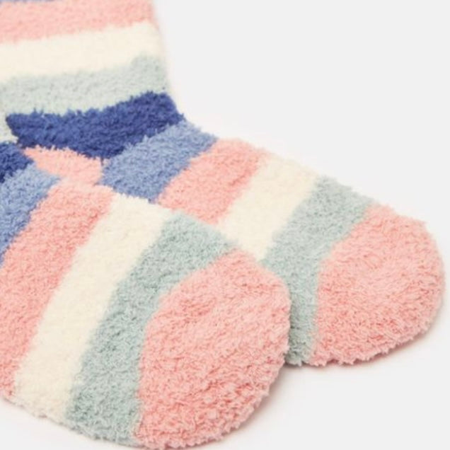 Joules fluffy pink stripe socks - AW24/25