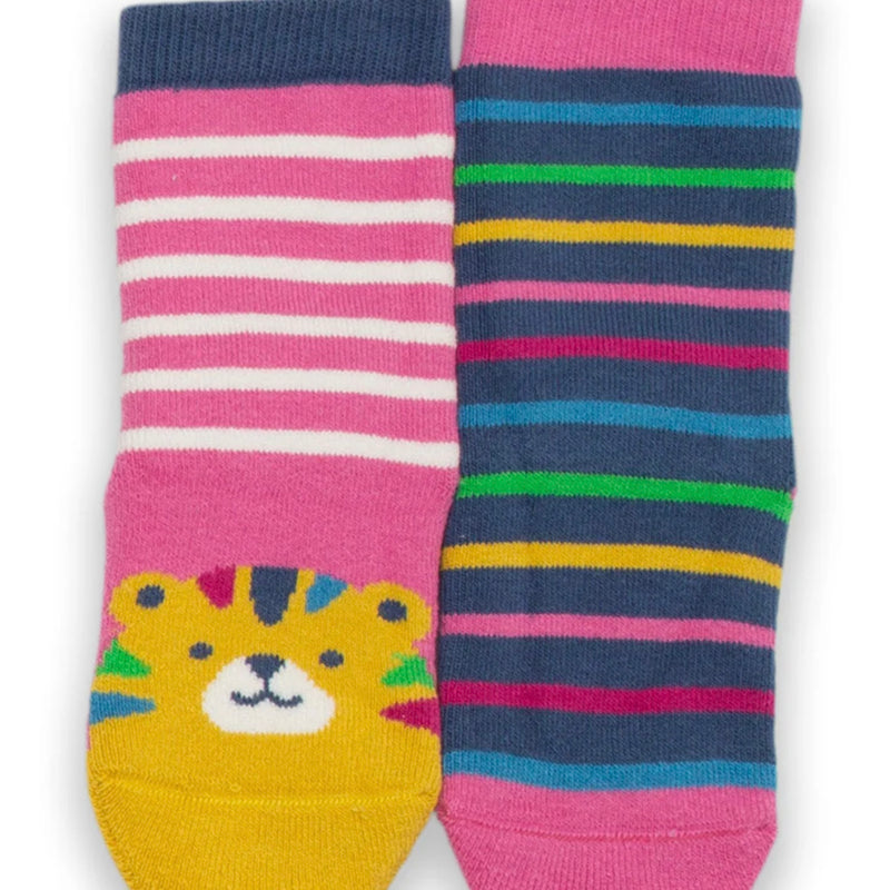 Kite Tiger Face Grippy Socks Blush - AW24/25