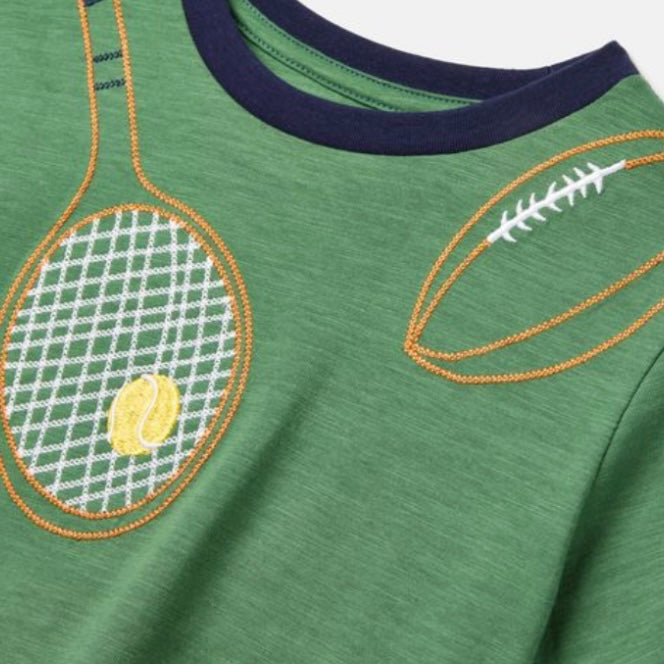 Joules Archie green sports artwork T shirt - SS24