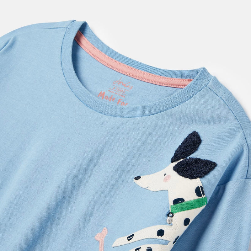 Joules Ava long sleeved top pale blue dogs (AW 23/24)