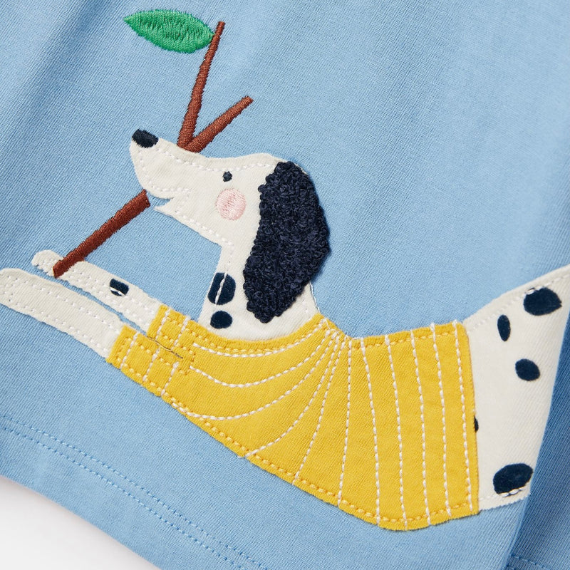 Joules Ava long sleeved top pale blue dogs (AW 23/24)