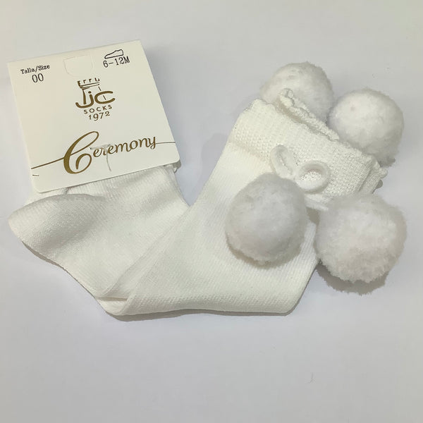 JC Castella Spanish Pom Pom socks white
