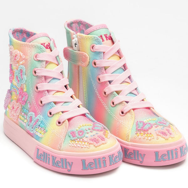 Lelli Kelly LKED3471 Myla hi top butterfly rainbow boot
