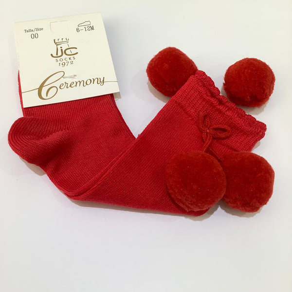 JC Castella Spanish Pom Pom socks Red